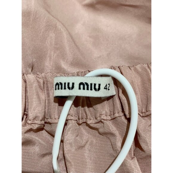 Miu Miu Ladies Pleated Elastic A-Line Skirt Pink Size 42 Made In Italy - Picture 5 of 6